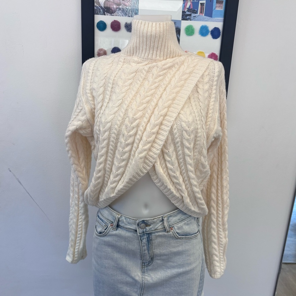 Double Zero Cream Split Front Sweater - image 1